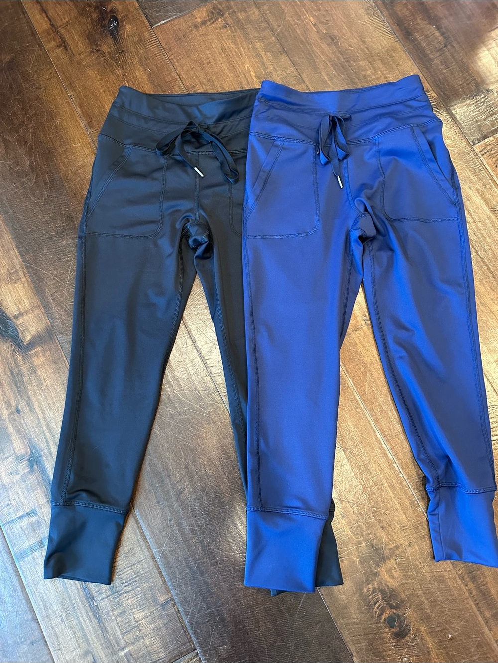 Women Performance Drawstring Legging - Black & Royal Blue